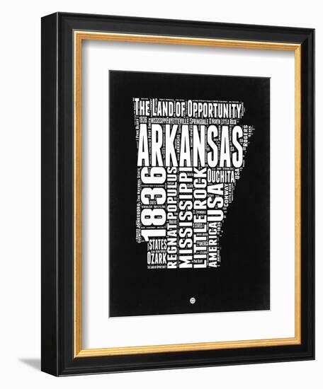 Arkansas Black and White Map-NaxArt-Framed Premium Giclee Print