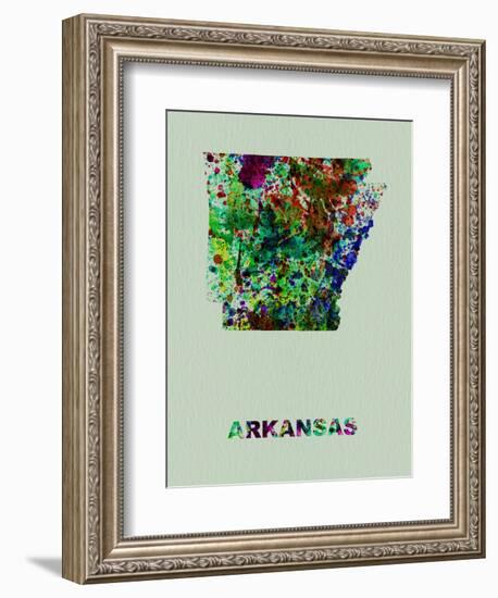 Arkansas Color Splatter Map-NaxArt-Framed Art Print