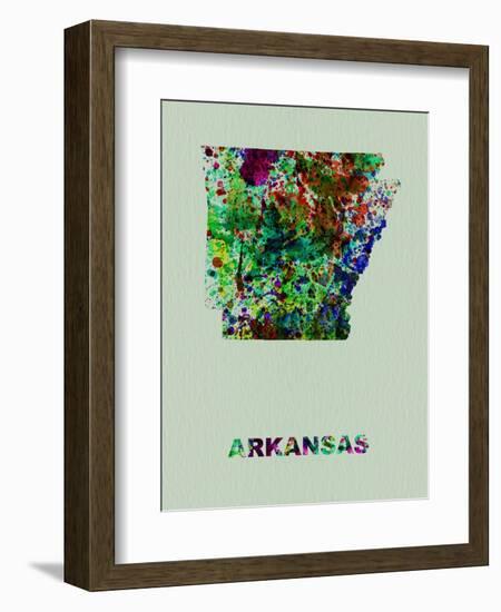 Arkansas Color Splatter Map-NaxArt-Framed Art Print