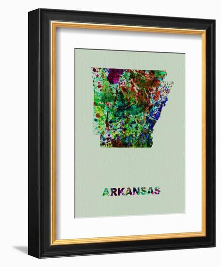 Arkansas Color Splatter Map-NaxArt-Framed Art Print