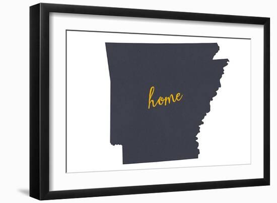 Arkansas - Home State- Gray on White-Lantern Press-Framed Art Print