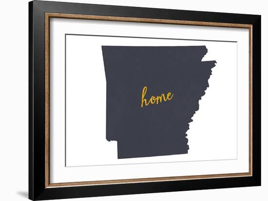 Arkansas - Home State- Gray on White-Lantern Press-Framed Art Print