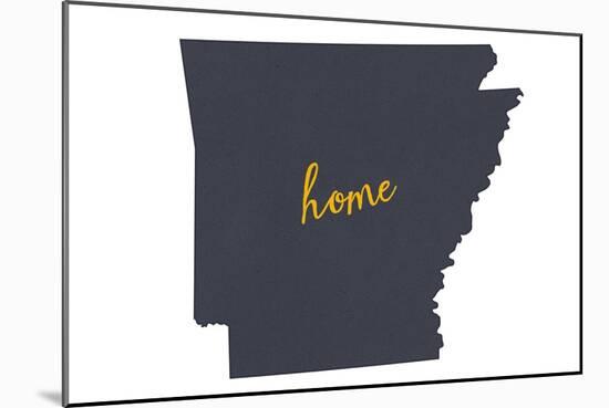 Arkansas - Home State- Gray on White-Lantern Press-Mounted Art Print