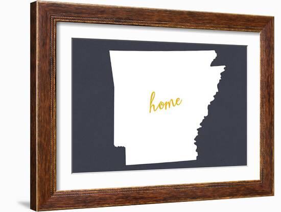 Arkansas - Home State- White on Gray-Lantern Press-Framed Art Print