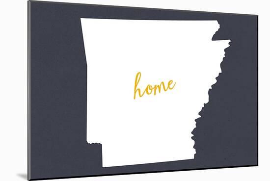 Arkansas - Home State- White on Gray-Lantern Press-Mounted Art Print