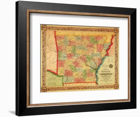 Arkansas - Panoramic Map-Lantern Press-Framed Art Print