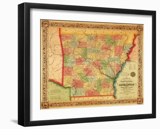 Arkansas - Panoramic Map-Lantern Press-Framed Art Print