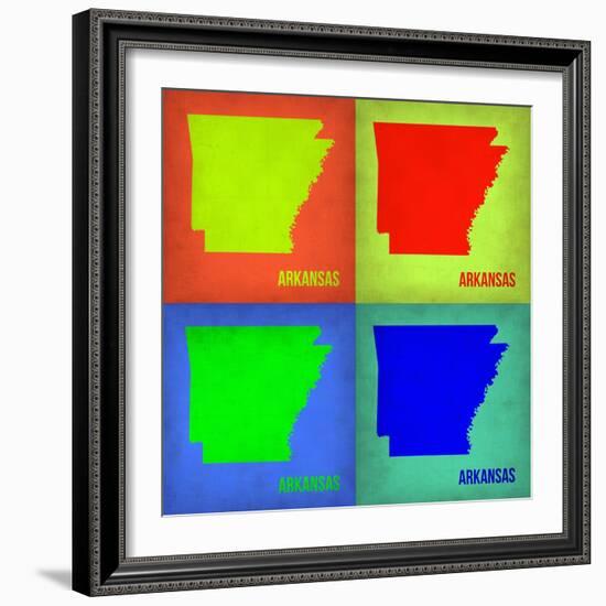 Arkansas Pop Art Map 1-NaxArt-Framed Premium Giclee Print