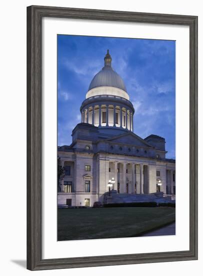 Arkansas State Capitol Exterior at Dusk, Little Rock, Arkansas, USA-Walter Bibikow-Framed Photographic Print