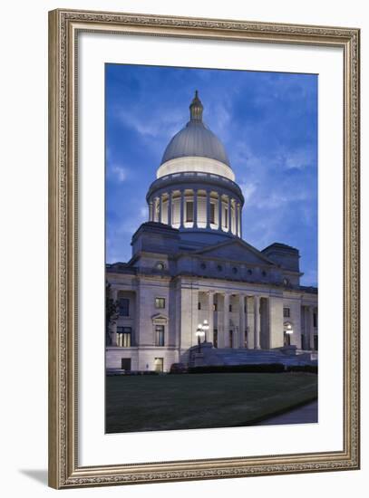 Arkansas State Capitol Exterior at Dusk, Little Rock, Arkansas, USA-Walter Bibikow-Framed Photographic Print