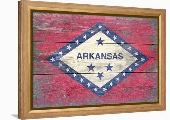 Arkansas State Flag - Barnwood Painting-Lantern Press-Framed Stretched Canvas