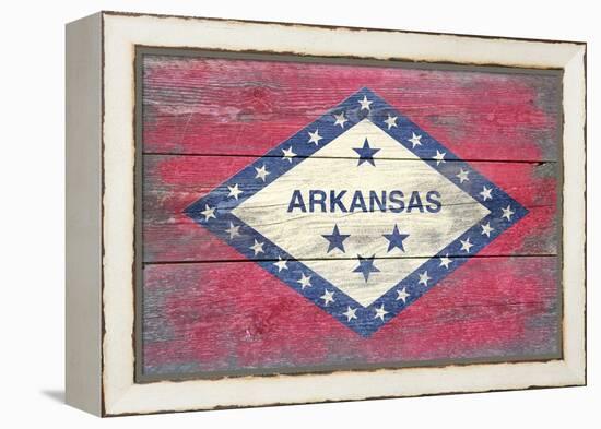 Arkansas State Flag - Barnwood Painting-Lantern Press-Framed Stretched Canvas