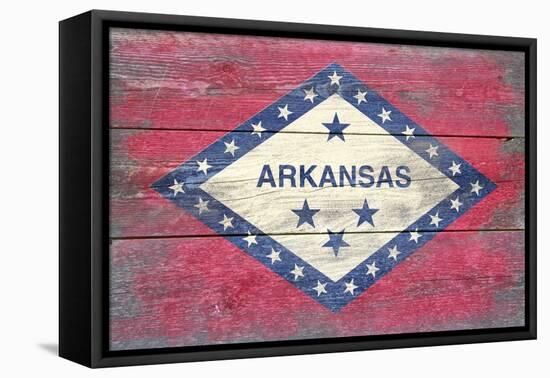 Arkansas State Flag - Barnwood Painting-Lantern Press-Framed Stretched Canvas