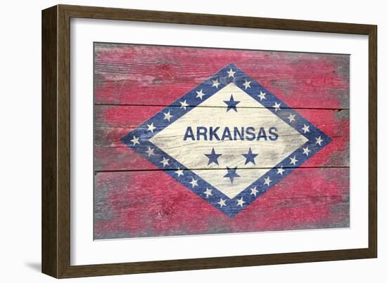 Arkansas State Flag - Barnwood Painting-Lantern Press-Framed Art Print