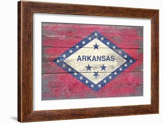 Arkansas State Flag - Barnwood Painting-Lantern Press-Framed Art Print