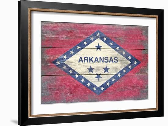 Arkansas State Flag - Barnwood Painting-Lantern Press-Framed Art Print