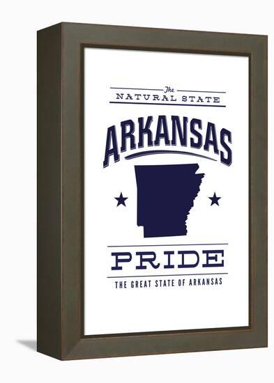 Arkansas State Pride - Blue on White-Lantern Press-Framed Stretched Canvas