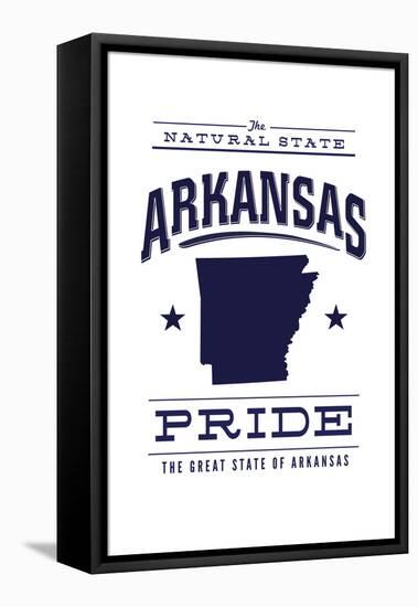 Arkansas State Pride - Blue on White-Lantern Press-Framed Stretched Canvas