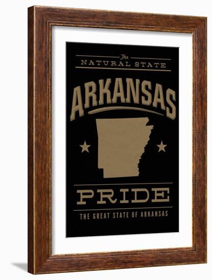 Arkansas State Pride - Gold on Black-Lantern Press-Framed Art Print