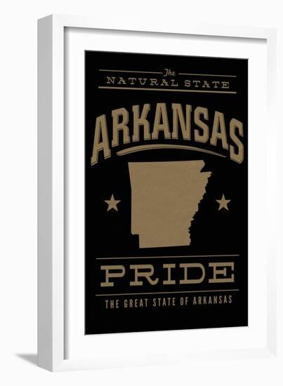 Arkansas State Pride - Gold on Black-Lantern Press-Framed Art Print