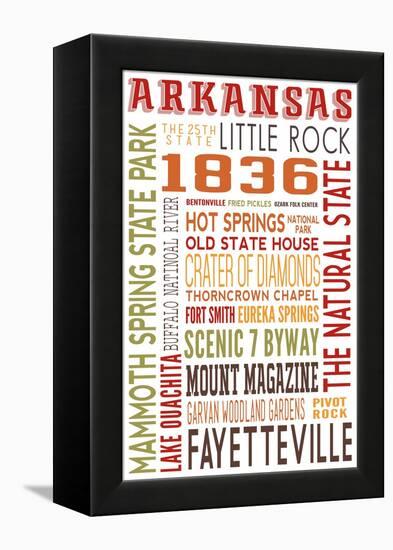 Arkansas - Typography-Lantern Press-Framed Stretched Canvas