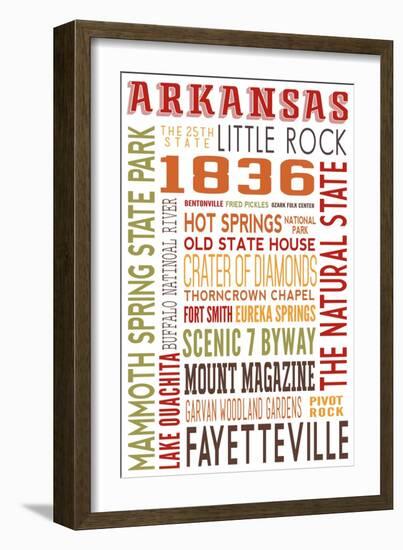 Arkansas - Typography-Lantern Press-Framed Art Print