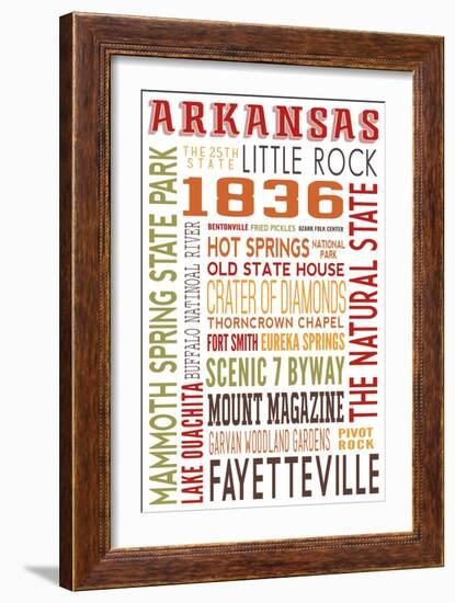 Arkansas - Typography-Lantern Press-Framed Art Print