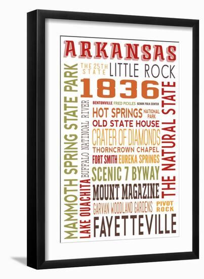 Arkansas - Typography-Lantern Press-Framed Art Print