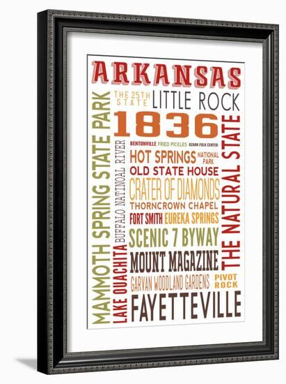 Arkansas - Typography-Lantern Press-Framed Art Print