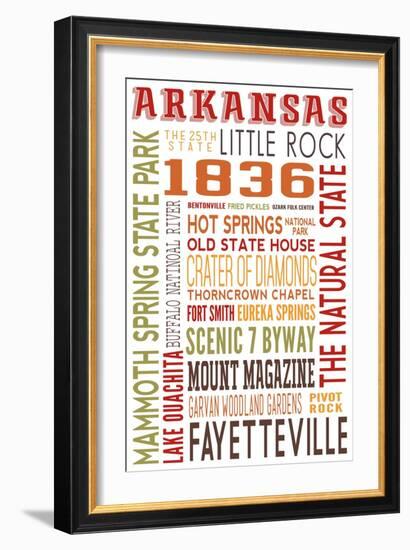 Arkansas - Typography-Lantern Press-Framed Art Print