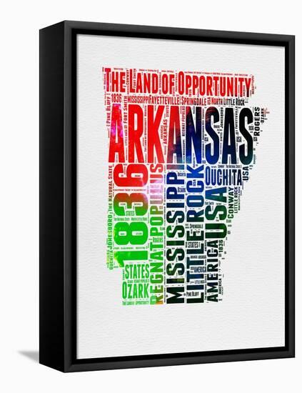 Arkansas Watercolor Word Cloud-NaxArt-Framed Stretched Canvas
