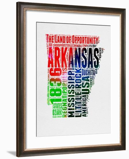 Arkansas Watercolor Word Cloud-NaxArt-Framed Art Print