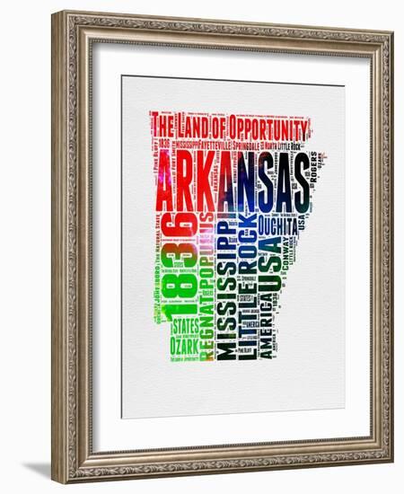 Arkansas Watercolor Word Cloud-NaxArt-Framed Art Print