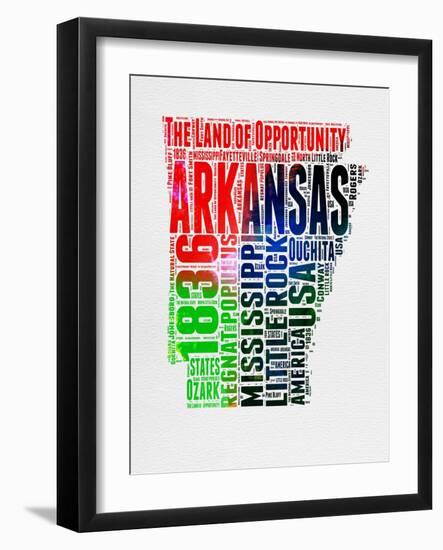 Arkansas Watercolor Word Cloud-NaxArt-Framed Art Print