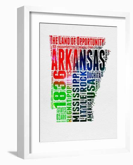 Arkansas Watercolor Word Cloud-NaxArt-Framed Art Print