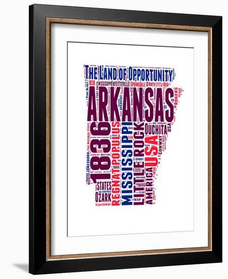 Arkansas Word Cloud Map-NaxArt-Framed Art Print