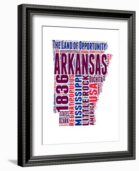 Arkansas Word Cloud Map-NaxArt-Framed Art Print