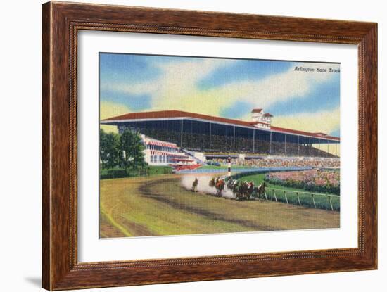 Arlington Heights, Illinois - Horse Race at Arlington Race Track-Lantern Press-Framed Art Print