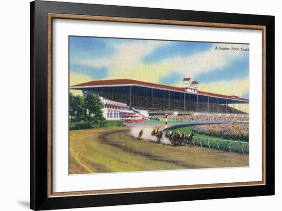 Arlington Heights, Illinois - Horse Race at Arlington Race Track-Lantern Press-Framed Art Print