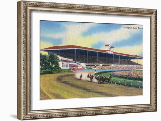 Arlington Heights, Illinois - Horse Race at Arlington Race Track-Lantern Press-Framed Premium Giclee Print