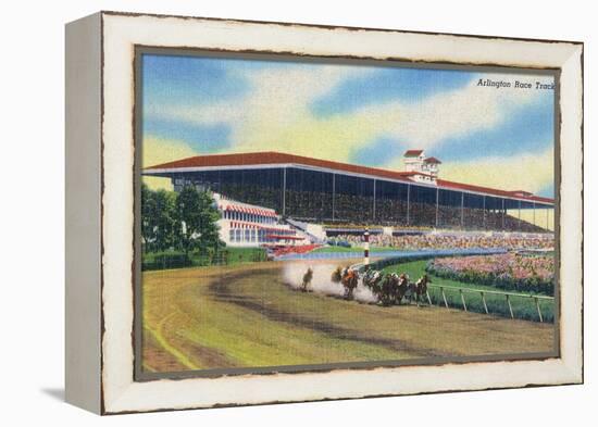 Arlington Heights, Illinois - Horse Race at Arlington Race Track-Lantern Press-Framed Stretched Canvas