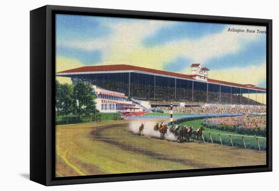 Arlington Heights, Illinois - Horse Race at Arlington Race Track-Lantern Press-Framed Stretched Canvas