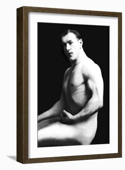 Arm Curl from Seated Pose-null-Framed Art Print