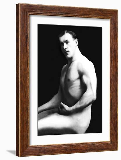 Arm Curl from Seated Pose-null-Framed Art Print