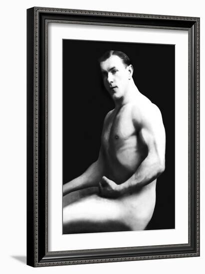 Arm Curl from Seated Pose-null-Framed Art Print