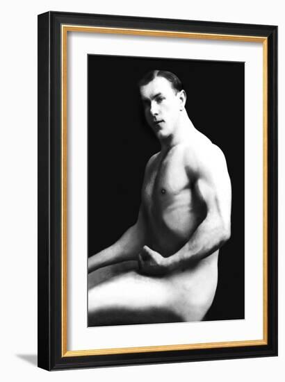 Arm Curl from Seated Pose-null-Framed Art Print