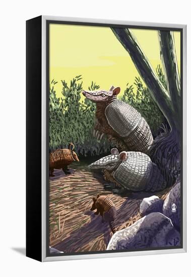 Armadillo Family-Lantern Press-Framed Stretched Canvas