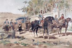 A Horse Drawn Public Diligence, or Coach, of the 17th Century with Mounted Escort, 1886-Armand Jean Heins-Giclee Print