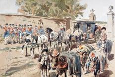Horse Drawn Wagons Full of Goods and Belonging to the Hanseatic League Arrive at a Port-Armand Jean Heins-Giclee Print