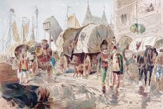 Horse Drawn Wagons Full of Goods and Belonging to the Hanseatic League Arrive at a Port-Armand Jean Heins-Giclee Print